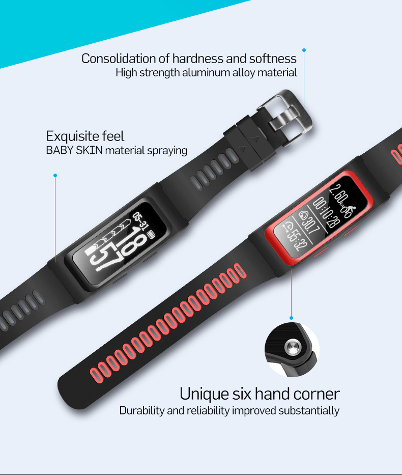 T28 Bluetooth Smart Band IP68 Dynamic Heart Rate Monitor GPS Tracker Temperature Altitude Bluetooth Smart Wristband Fitness Tracker - Red