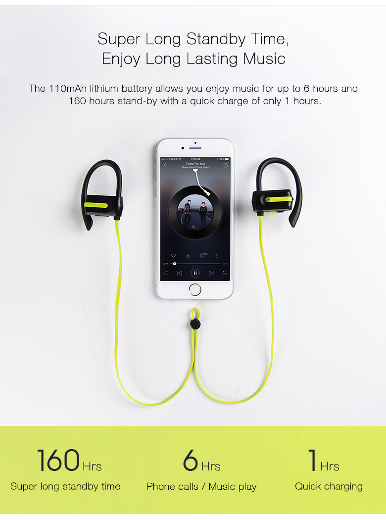 Ticwatch Ticpods Wireless Bluetooth 4.1 Music Sport Earbuds with Mic Ear-hook Design IP65 Water-resistant