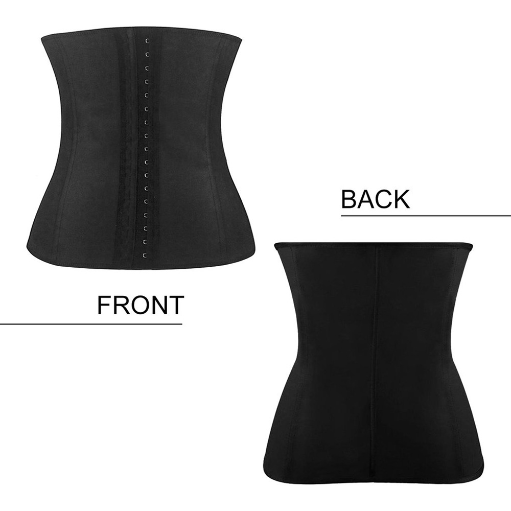 Breathable 4 Steel Women Waist Trainer Cincher Rubber Slimming Body Shaper M -Black
