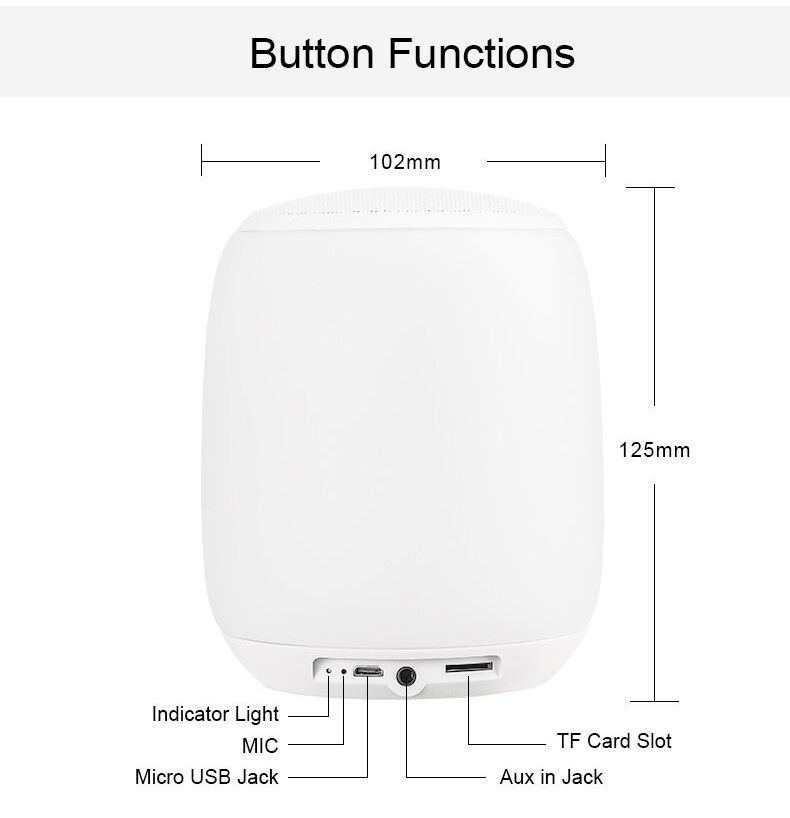 Q5 Portable Bluetooth Speaker Music Lamp Adjustable Atmosphere Led Lights - White
