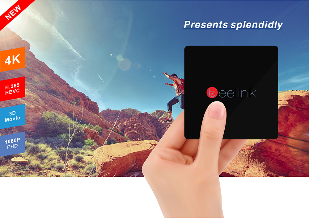 Beelink Mini MXIII-II Android 6.0 Amlogic S905X KODI 4K 2GB/32GB TV BOX 2.4G/5.8G WIFI Bluetooth Gigabit LAN HDMI - Black