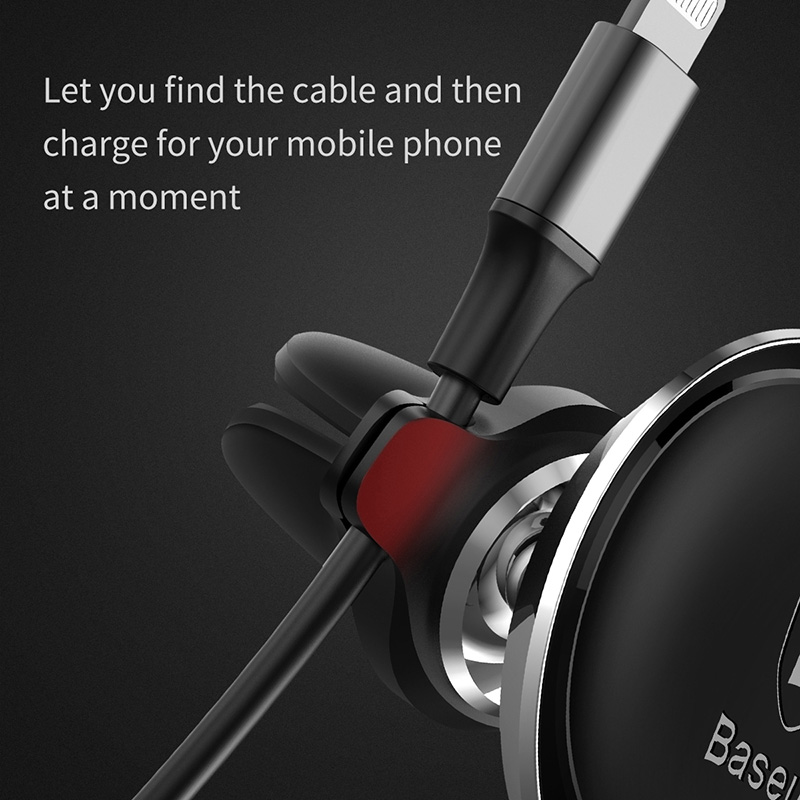 Baseus SUGX-A01 360 Degree Rotation Magnetic Air Vent Car Mount with Cable Clip Holder Car Phone Bracket - Black
