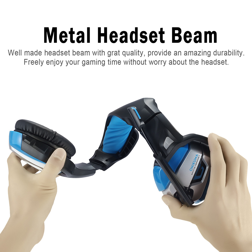 ONIKUMA K5 Gaming Headset with Mic Stereo USB LED Headphones for PS4 XBOX One PC Laptop Mac - Blue + Black
