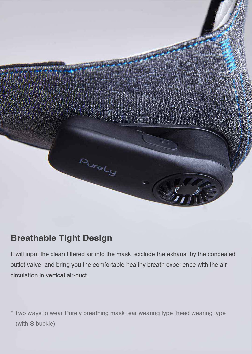 Xiaomi Mijia Purely Breathing Mask With Fan Quiet Block PM 2.5 Passive Smoking Anti-dust Comfortable Ventilate - Black