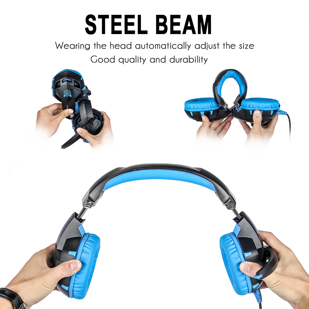 ONIKUMA K2 Gaming Headphone with Mic 7.1 Sound Track Active Noise Canceling - Blue + Black