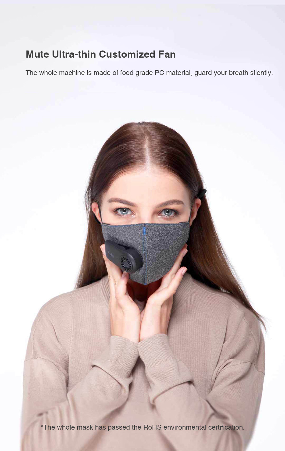 Xiaomi Mijia Purely Breathing Mask With Fan Quiet Block PM 2.5 Passive Smoking Anti-dust Comfortable Ventilate - Black
