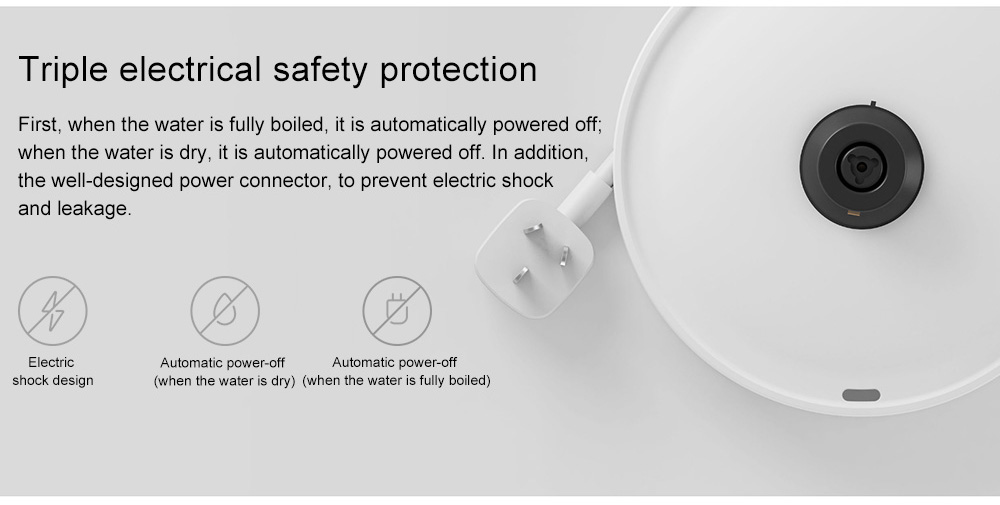 Xiaomi Mijia Electric Kettle 304 Stainless Steel 1.5L Dual Layer Kettle Water Bottle -White