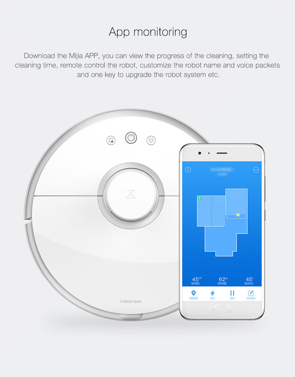 Xiaomi Mijia Roborock Vacuum Cleaner 2 in 1 Sweeping Mopping Function Automatic Area Cleaning App Control LDS Path Planning 5200mAh Battery 2000pa Suction Smart Vacuum Cleaner