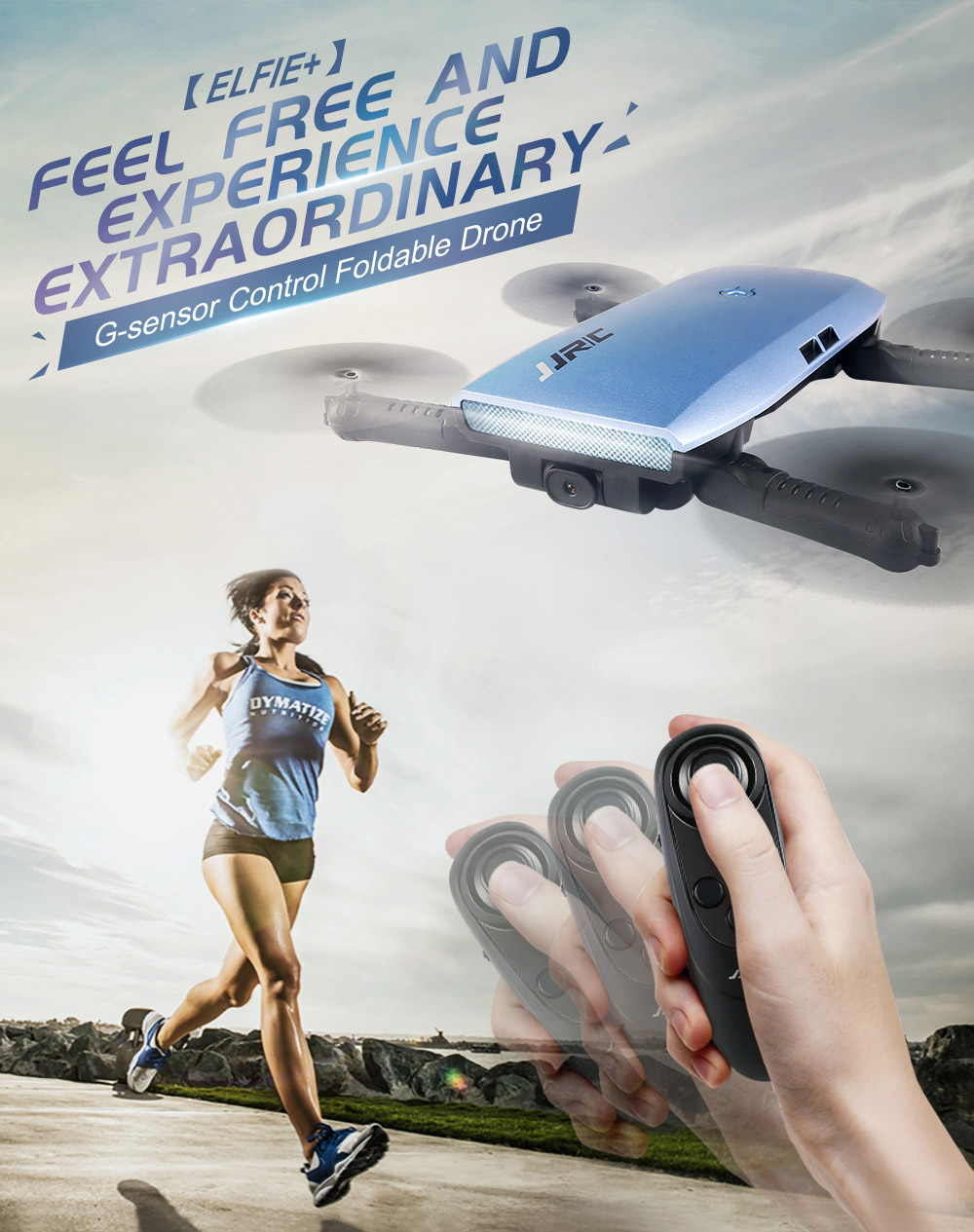 JJRC H47 ELFIE Plus 720P WIFI FPV Foldable Selfie Drone With Gravity Sensor Control Altitude Hold Mode RTF - Blue