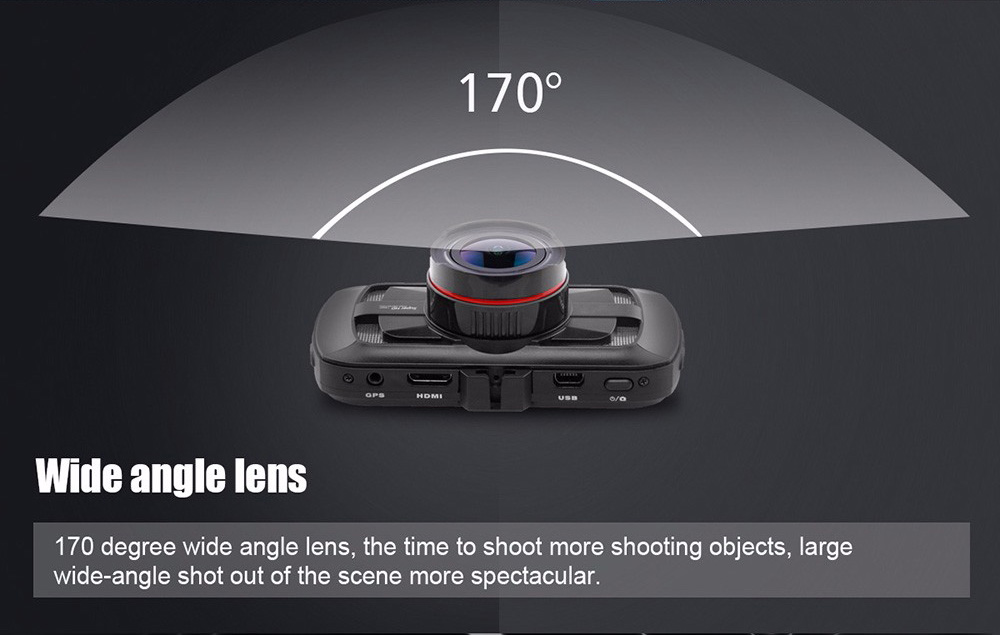 Blackview DAB205 Ambarella A12 OV4689 3.0 Inches LCD Car DVR 1440P 170 Degrees Angle Car Video Recorder G-sensor ADAS Car Dash Cam - Black