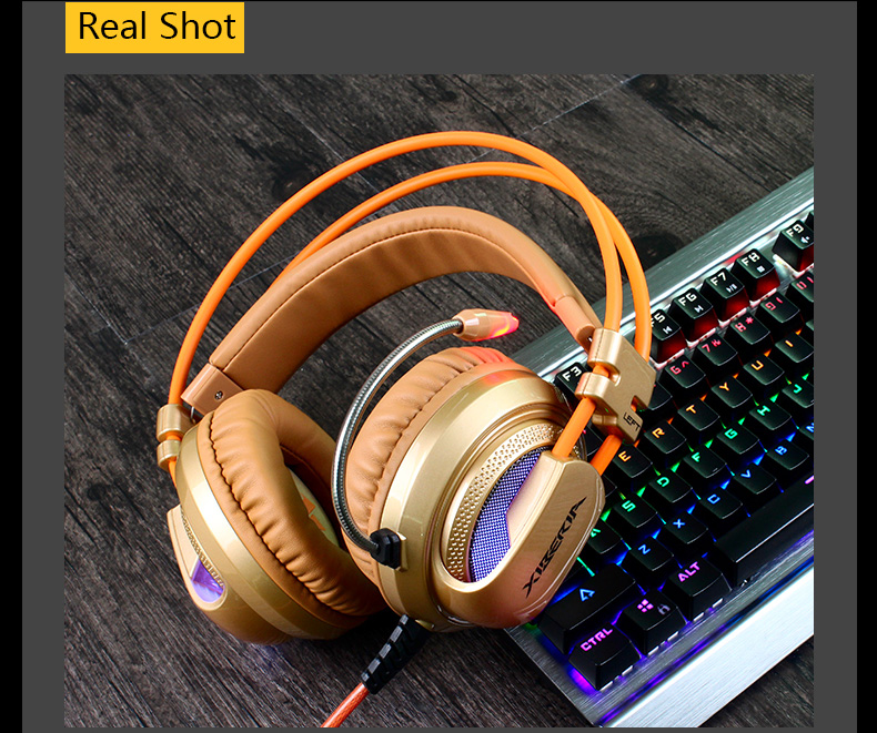 XIBERIA V10U PC Gaming Headset Surround Sound Over-Ear Headphones with Mic Volume Control - Gray