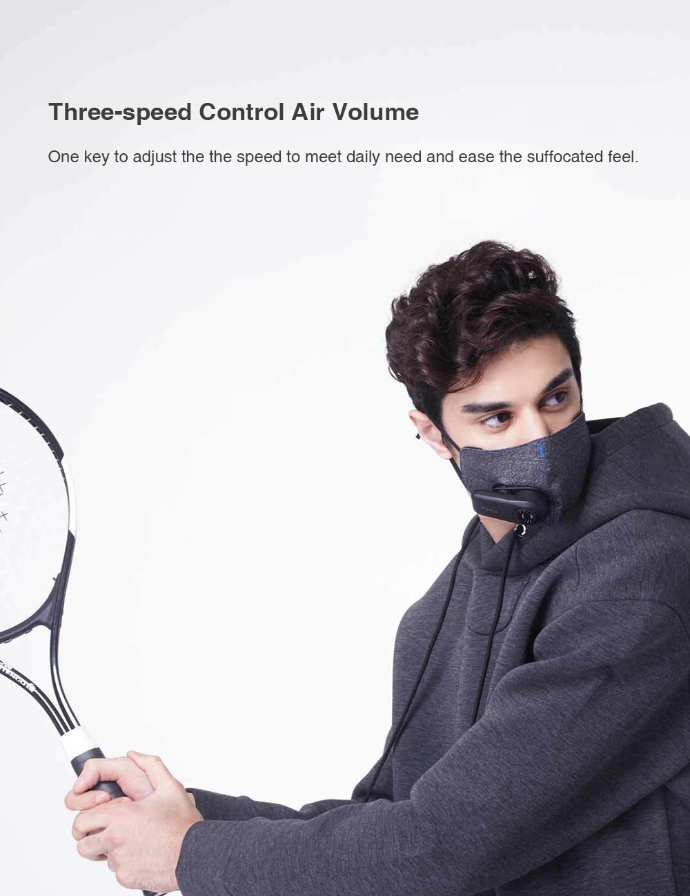 Xiaomi Mijia Purely Breathing Mask With Fan Quiet Block PM 2.5 Passive Smoking Anti-dust Comfortable Ventilate - Black
