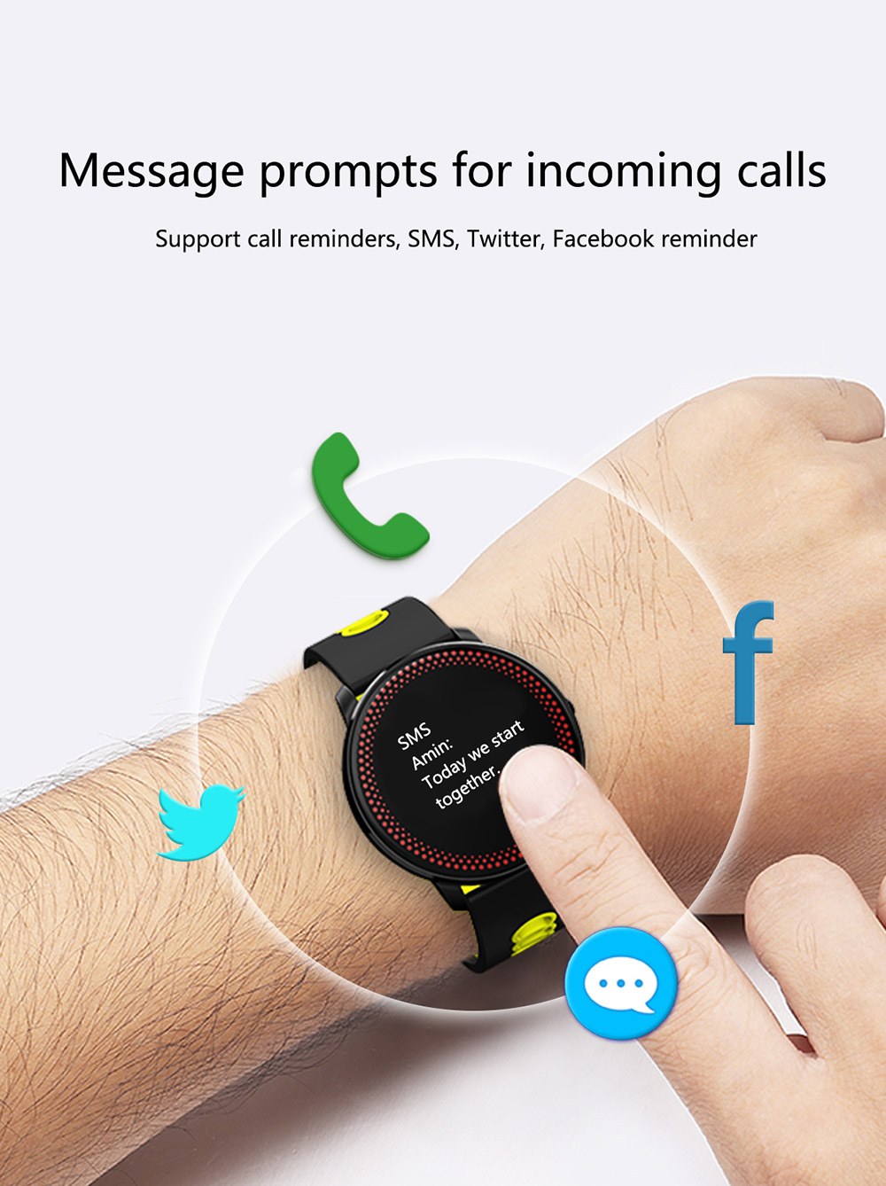 CF007 Smartwatch 0.96" OLED Display Bluetooth Fitness Tracker Heart Rate Monitor Push Notification Compatible with iOS Android - White
