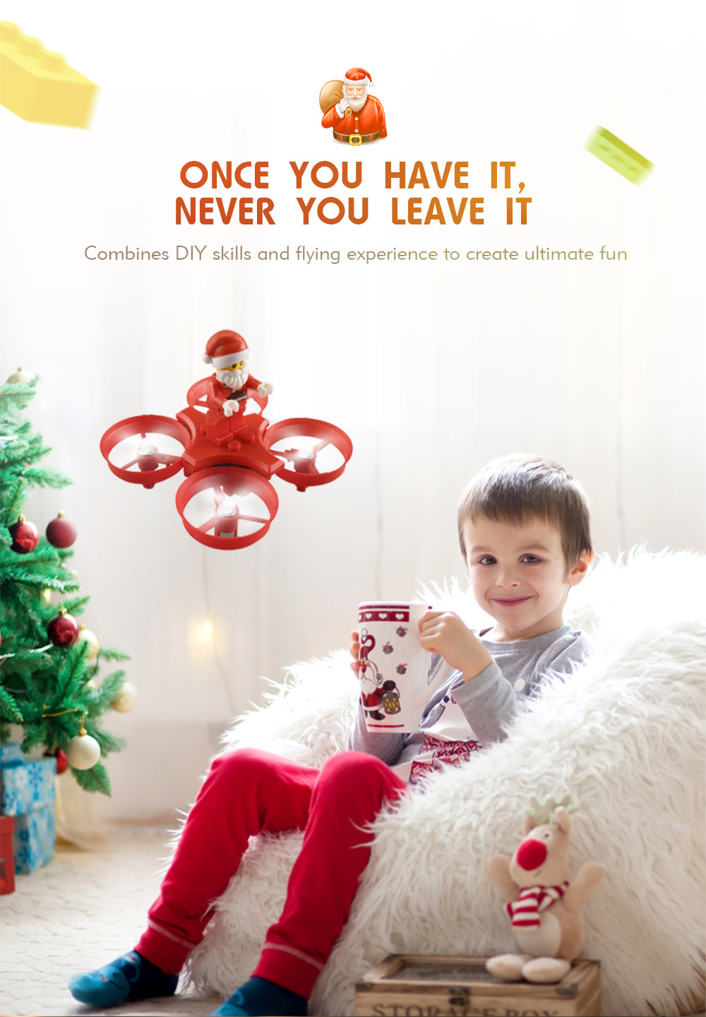 JJRC H67 Flying Santa Claus 2.4G 4CH 6-Axis Headless Mode Toy Brick RC Quadcopter RTF - Red