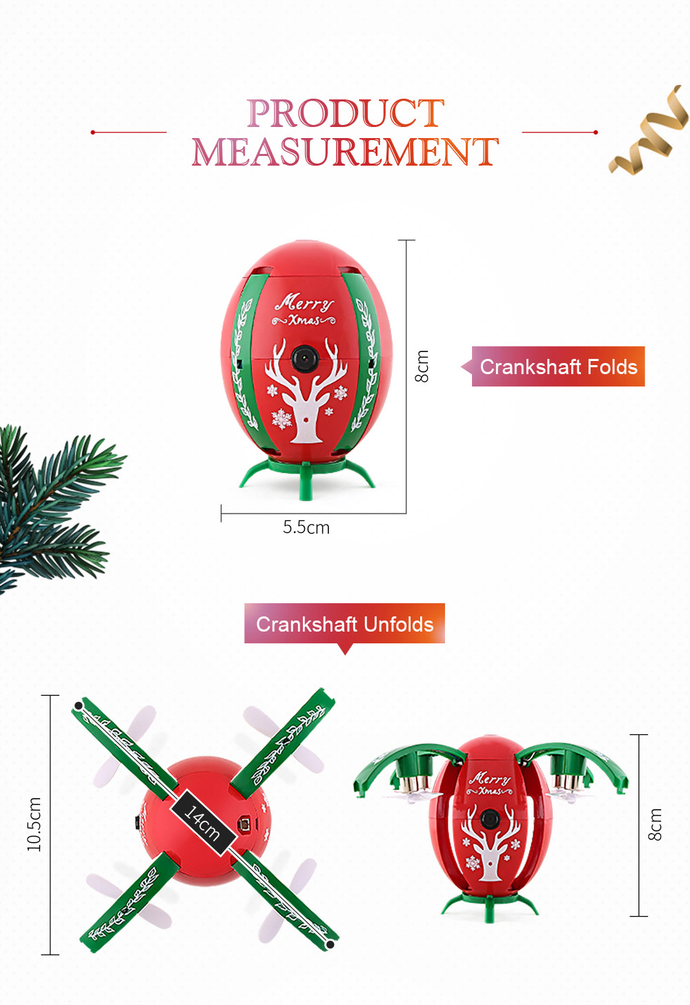 JJRC H66 X-mas Egg 720P WIFI FPV Selfie Drone with Gravity Sensor Transmitter Altitude Hold Mode RC Quadcopter RTF - Red