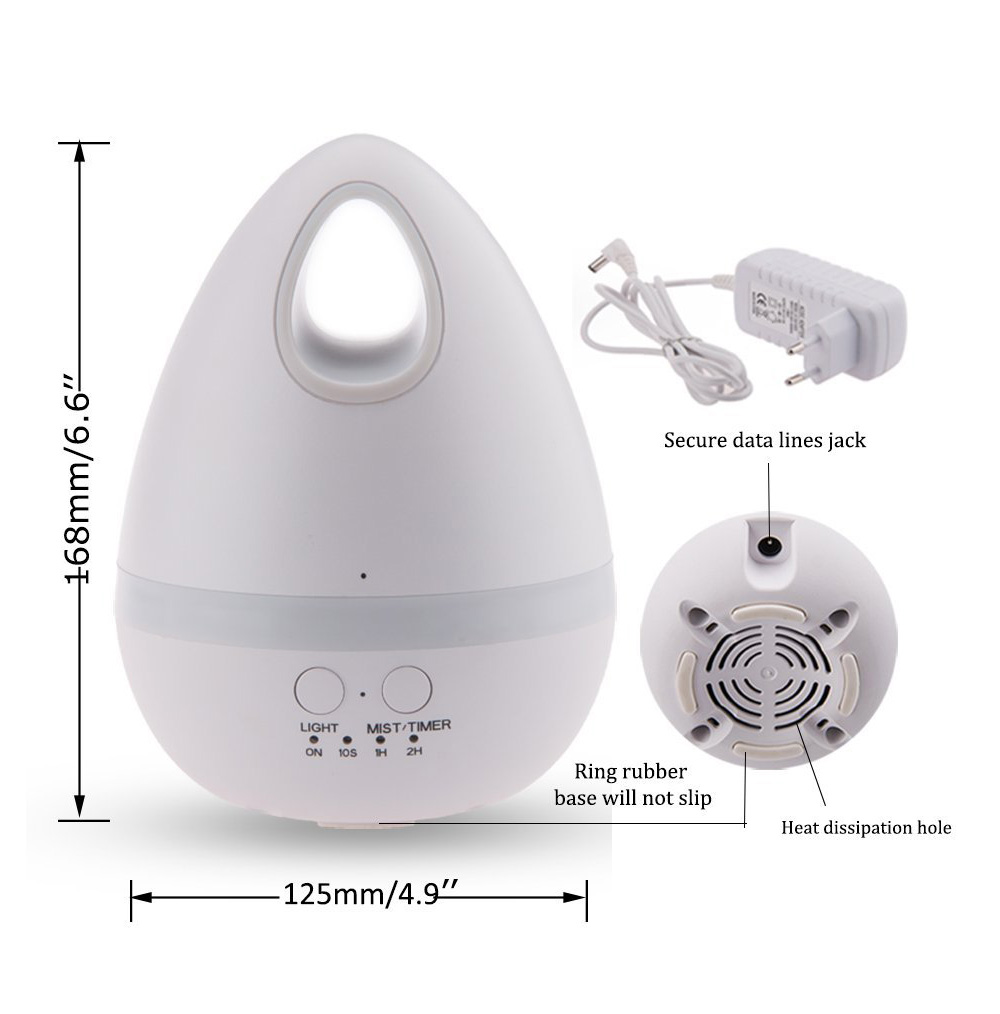 CD-01 Aroma Air Humidifier 7 Color LED Lights Warm Mist 200ML Automatic Portable Timed Spray Humidifier -White