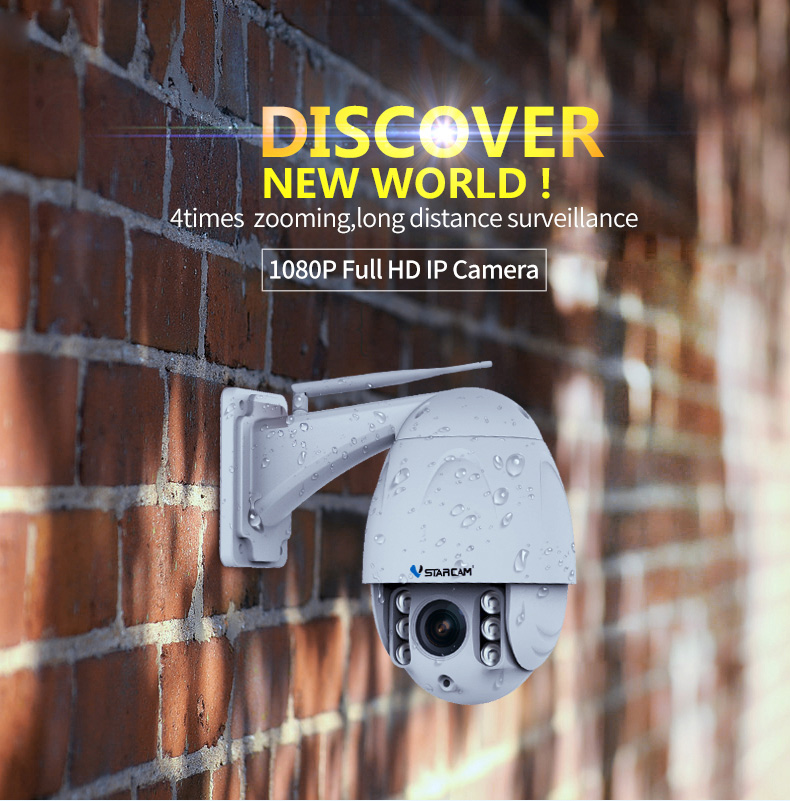 Vstarcam C34S-X4 1080P IP Camera 4X Optical Zoom Dual IR-CUT CMOS Motion Detection IP6 Waterproof Outdoor Camera -White