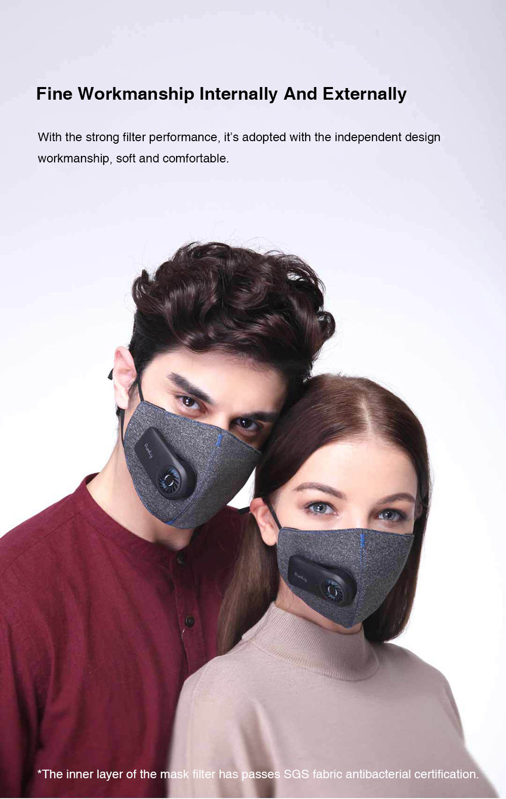 Xiaomi Mijia Purely Breathing Mask With Fan Quiet Block PM 2.5 Passive Smoking Anti-dust Comfortable Ventilate - Black