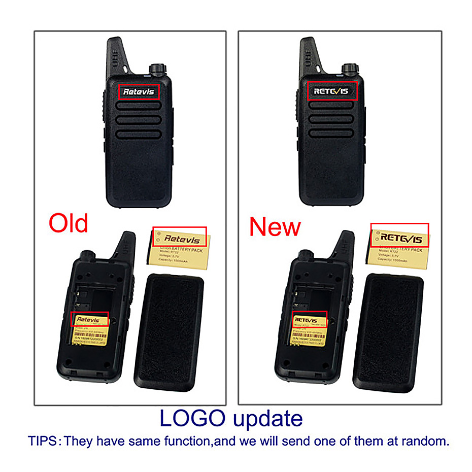 2PCS Retevis RT22 Walkie Talkie 2W 16CH UHF VOX Scan Portable Ham Radio Hf Transceiver CB Radio Communicator -Black