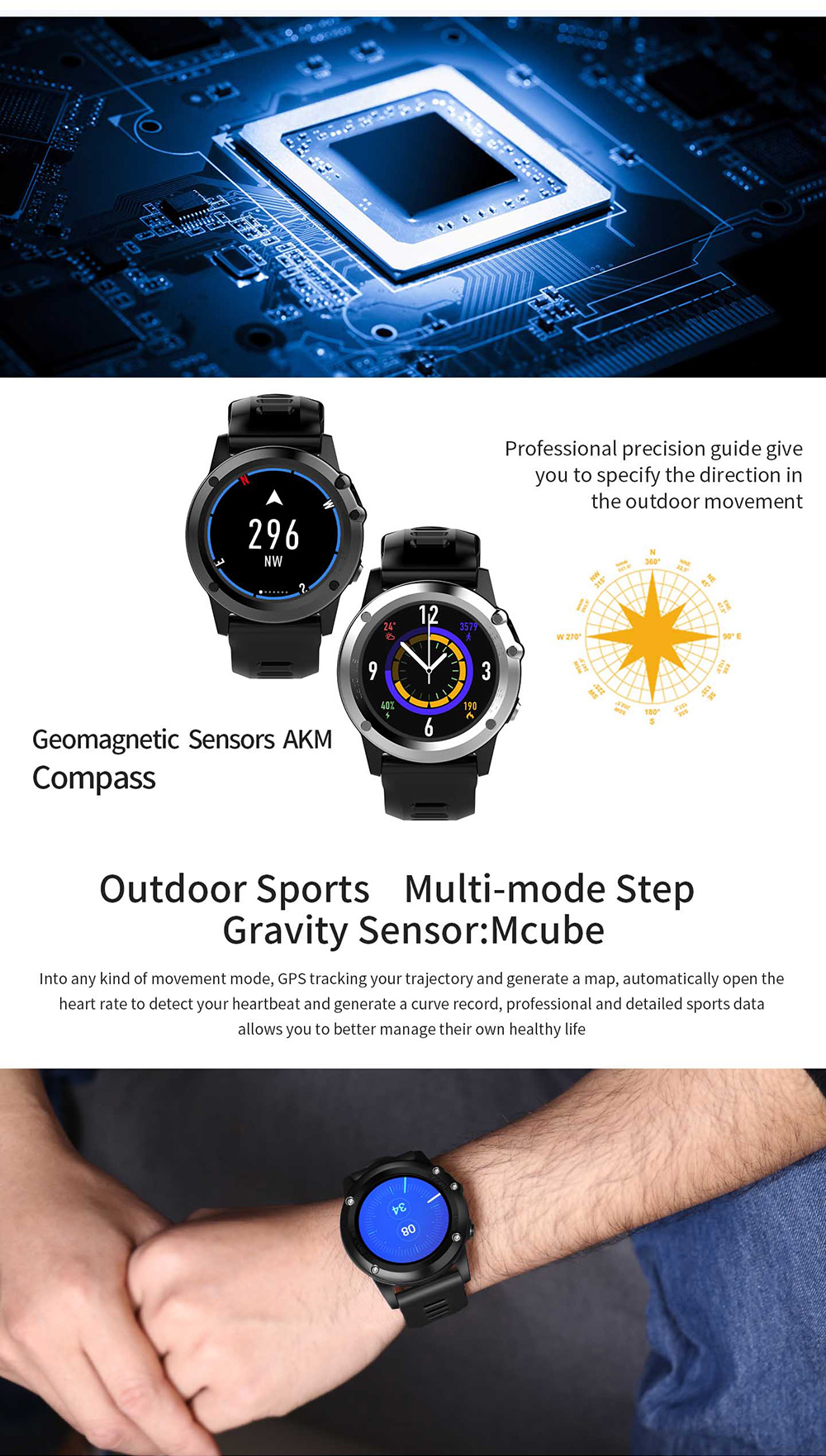 H1 Smart Watch Phone MTK6572 Bluetooth Camera SIM Card GPS WIFI Heart Rate Pedometer IP68 Water Resistant - Silver