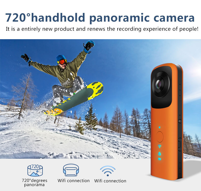 G601 Cortex A5 OV4689 Handhold Panoramic Action Camera 1080P 30fps WiFi 210 Degree Wide Angle Dual Lens Sports Camera - Orange
