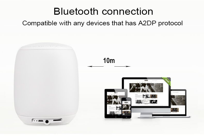 Q5 Portable Bluetooth Speaker Music Lamp Adjustable Atmosphere Led Lights - White
