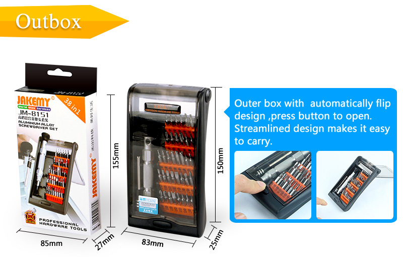 JAKEMY JM-8151 38 in 1 Screwdriver Set Multi-function Repair Tools