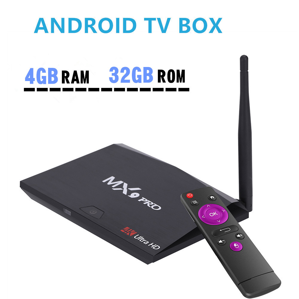 MX9 PRO Android 7.1.1 RK3328 4GB/32GB KODI 17.3 4K HDR TV BOX 2.4G/5G WIFI Bluetooth LAN VP9 HDMI USB3.0 - Black