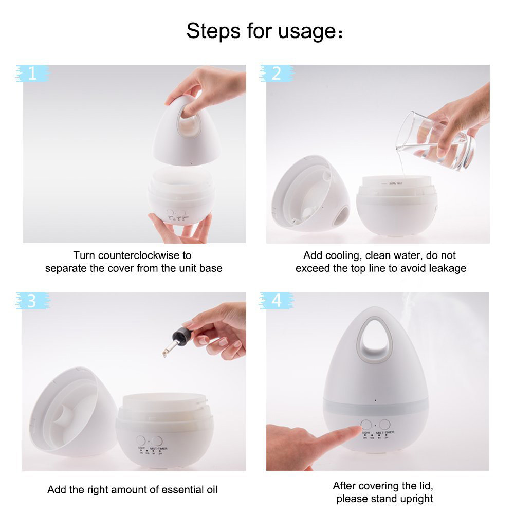 CD-01 Aroma Air Humidifier 7 Color LED Lights Warm Mist 200ML Automatic Portable Timed Spray Humidifier -White