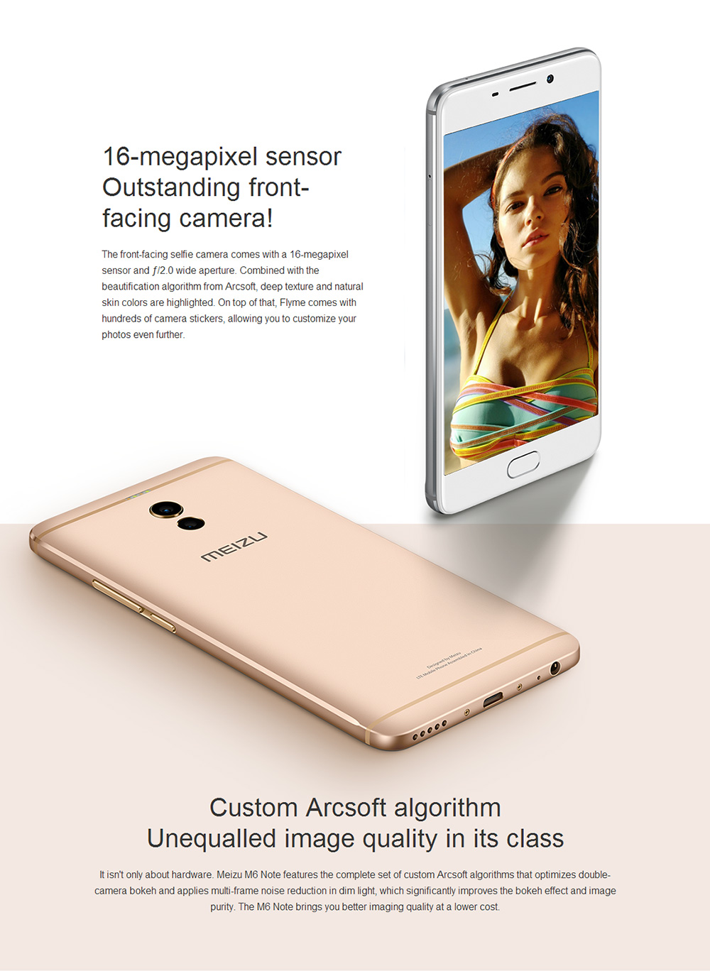Meizu M6 Note 5.5 Inch 4G LTE Smartphone Snapdragon 625 Octa Core 3GB 16GB 12.0MP Dual Rear Camera Android 7.1 4000mAh Fast Charge - Gold
