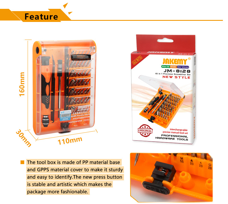 JAKEMY JM-8128 45 in 1 Screwdriver Set Multi-function Repair Tools