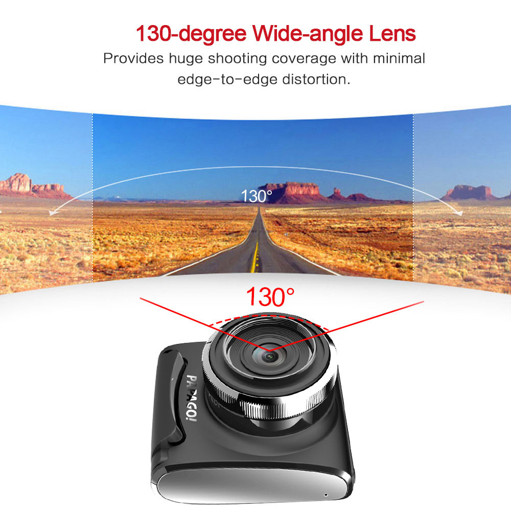 PAPAGO Gosafe 200 Novatek 96650 AR0330 2.0 Inches LCD Screen Car DVR 1080P 130 Degrees Angle Dash Cam Video Recorder Night Vision - Black