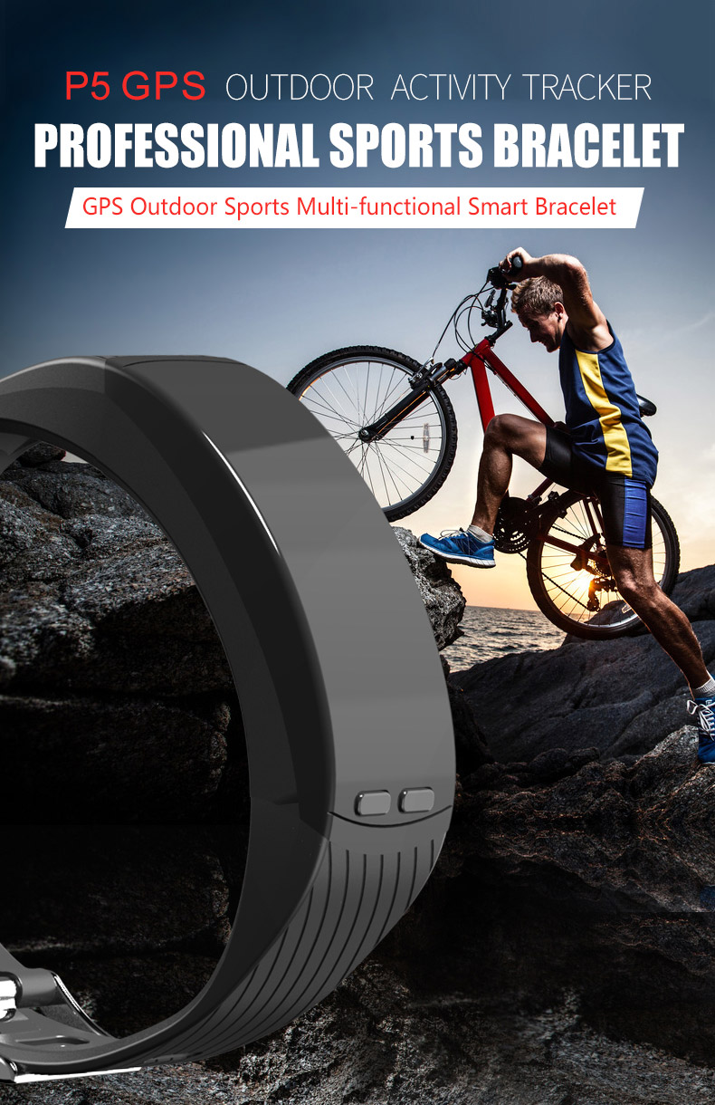 New P5 Sport Tracker With GPS Heart Rate Monitor Activity Tracker Fitness Bracelet For IOS/Android -Blue