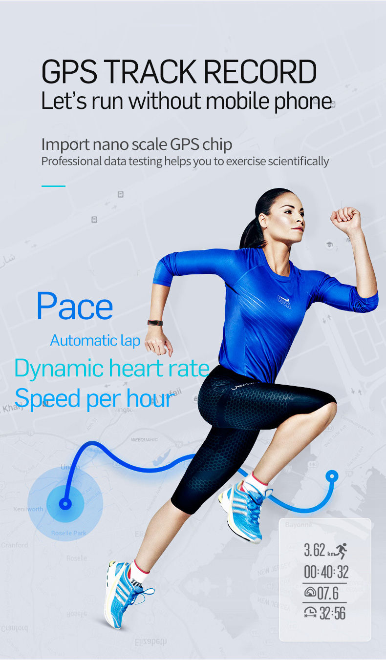 T28 Bluetooth Smart Band IP68 Dynamic Heart Rate Monitor GPS Tracker Temperature Altitude Bluetooth Smart Wristband Fitness Tracker - Black