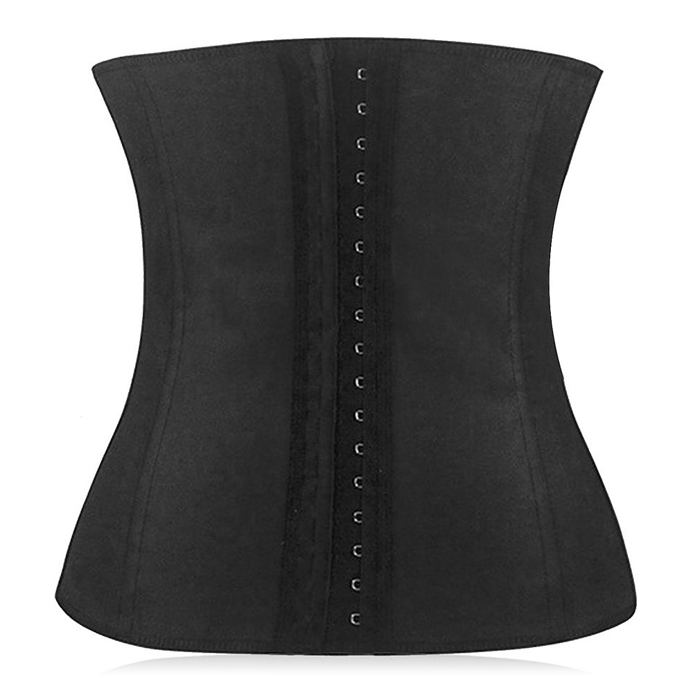 Breathable 4 Steel Women Waist Trainer Cincher Rubber Slimming Body Shaper M -Black