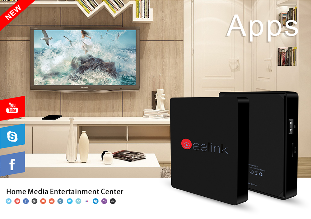 Beelink Mini MXIII-II Android 6.0 Amlogic S905X KODI 4K 2GB/32GB TV BOX 2.4G/5.8G WIFI Bluetooth Gigabit LAN HDMI - Black