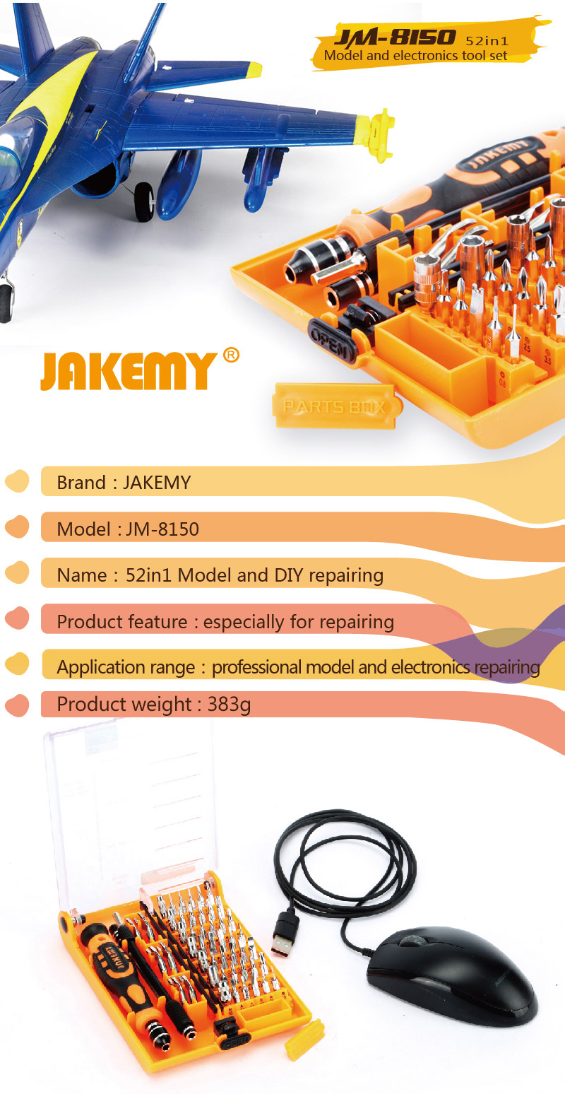 JAKEMY JM-8150 52 in 1 Screwdriver Set Multi-function Repair Tools for RC Model Electronics