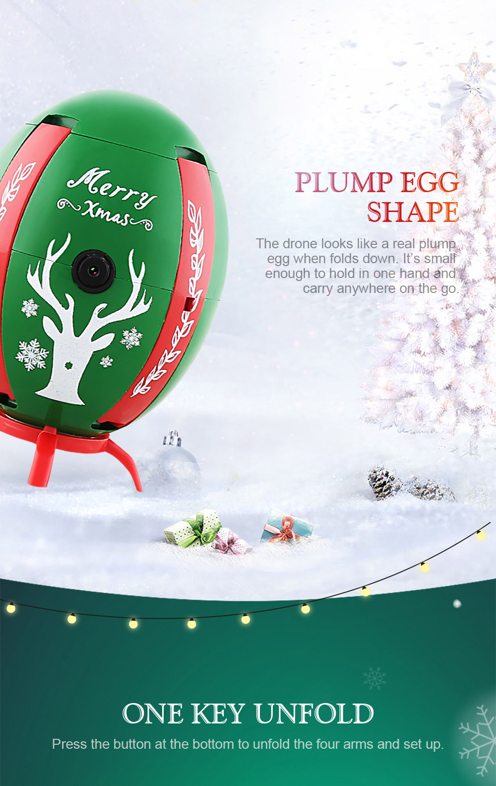 JJRC H66 X-mas Egg 720P WIFI FPV Selfie Drone with Gravity Sensor Transmitter Altitude Hold Mode RC Quadcopter RTF - Red