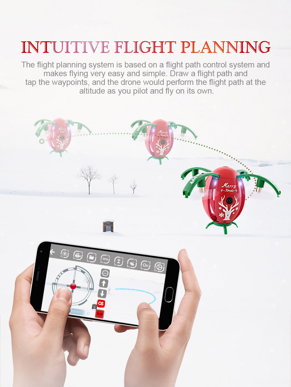 JJRC H66 X-mas Egg 720P WIFI FPV Selfie Drone with Gravity Sensor Transmitter Altitude Hold Mode RC Quadcopter RTF - Red