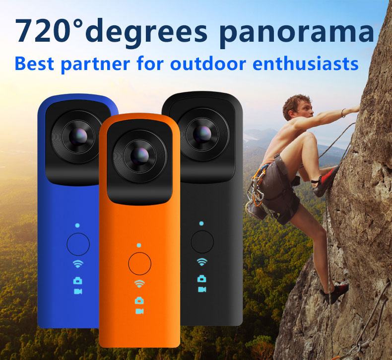 G601 Cortex A5 OV4689 Handhold Panoramic Action Camera 1080P 30fps WiFi 210 Degree Wide Angle Dual Lens Sports Camera - Orange