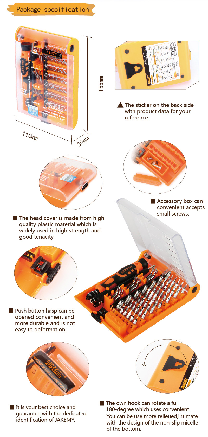 JAKEMY JM-8150 52 in 1 Screwdriver Set Multi-function Repair Tools for RC Model Electronics