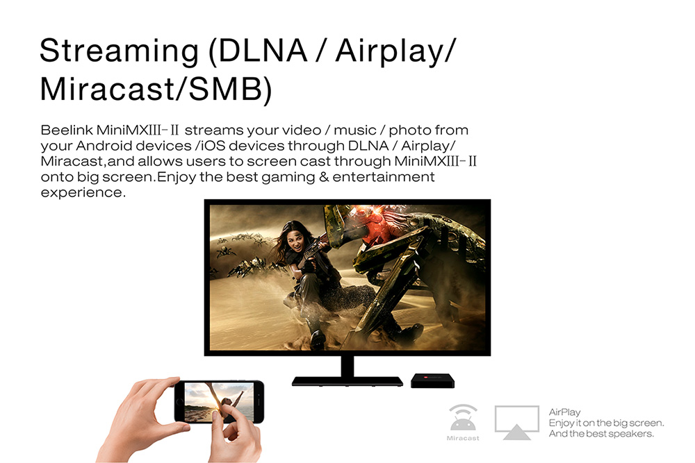 Beelink Mini MXIII-II Android 6.0 Amlogic S905X KODI 4K 2GB/16GB TV BOX 2.4G/5.8G WIFI Bluetooth LAN HDMI - Black