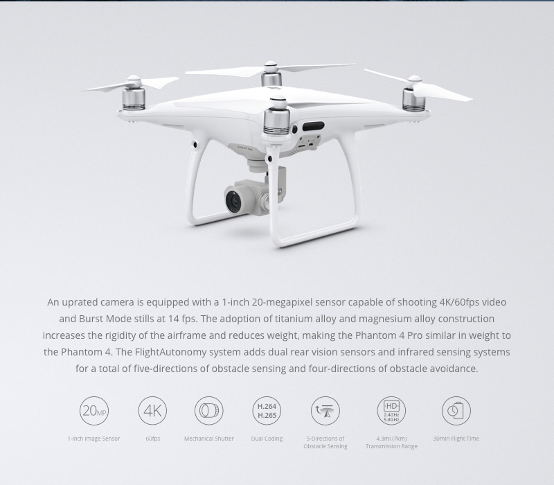 DJI Phantom 4 Pro+ Obsidian Drone with 5.5 Inch Screen 4K Camera Obstacle Sensing RC Quadcopter RTF - Black