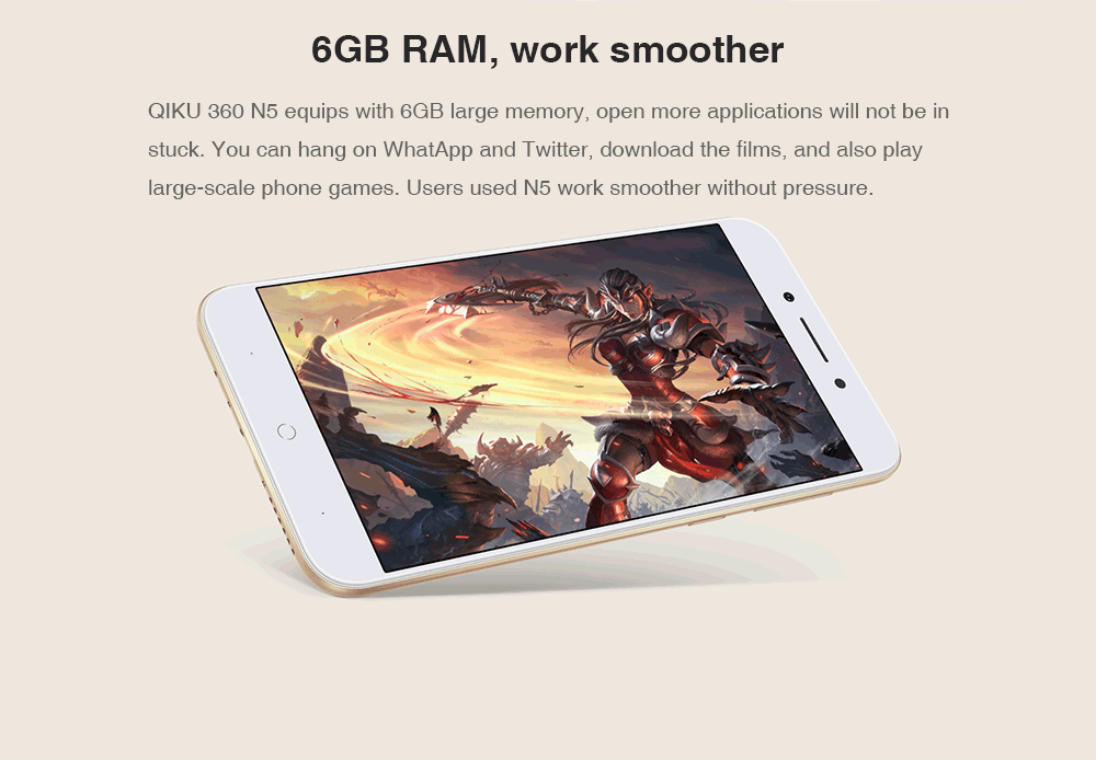 QIKU 360 N5 5.5 Inch 4G LTE Smartphone FHD Screen 6GB 64GB Snapdragon 653 Octa Core 13.0MP+8.0MP Cam Touch ID 4000mAh Fast Charge - Black