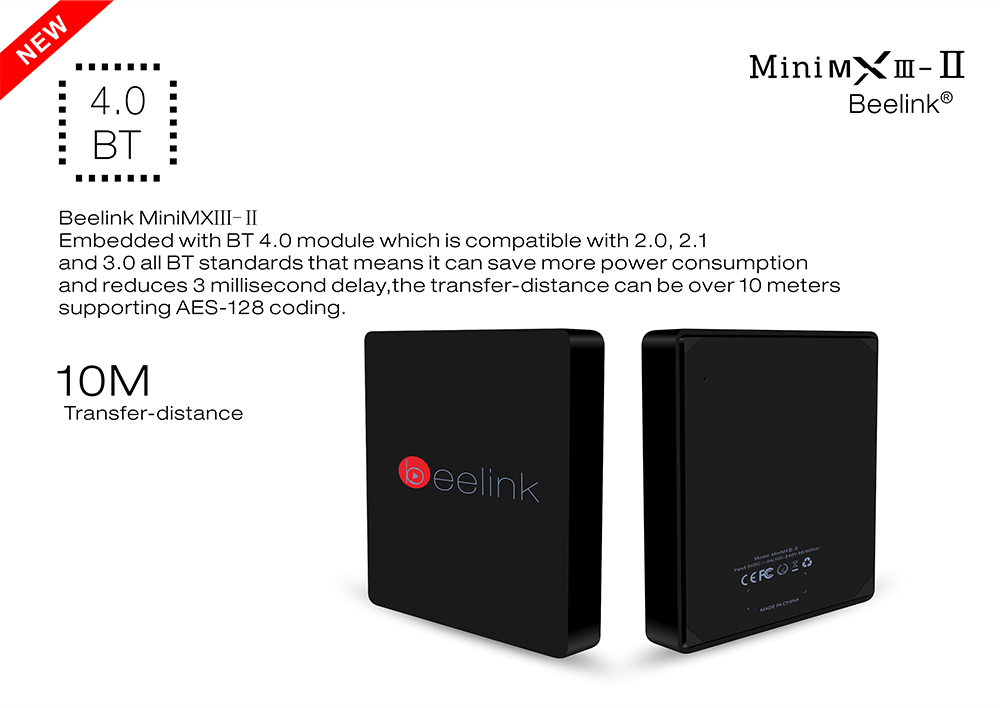 Beelink Mini MXIII-II Android 6.0 Amlogic S905X KODI 4K 2GB/32GB TV BOX 2.4G/5.8G WIFI Bluetooth Gigabit LAN HDMI - Black