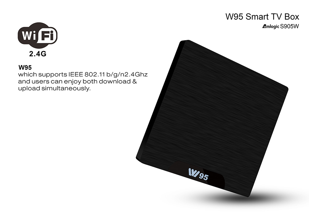 W95 Android 7.1 KODI 17.3 Amlogic S905W 4K TV BOX 2GB/8GB WIFI LAN HDMI CEC - Black