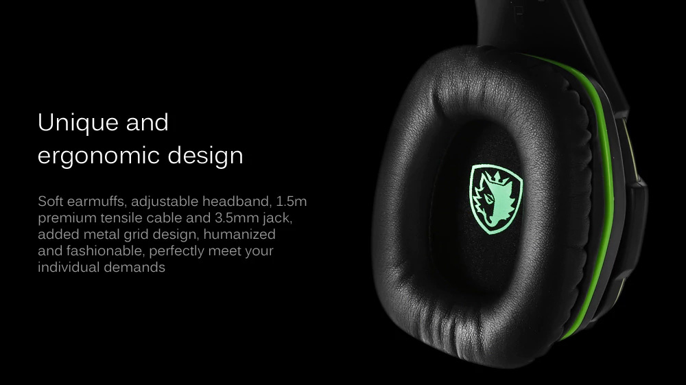 SADES SA-938 Gaming Headset with Mic Volume Control Noise Canceling - Black + Green