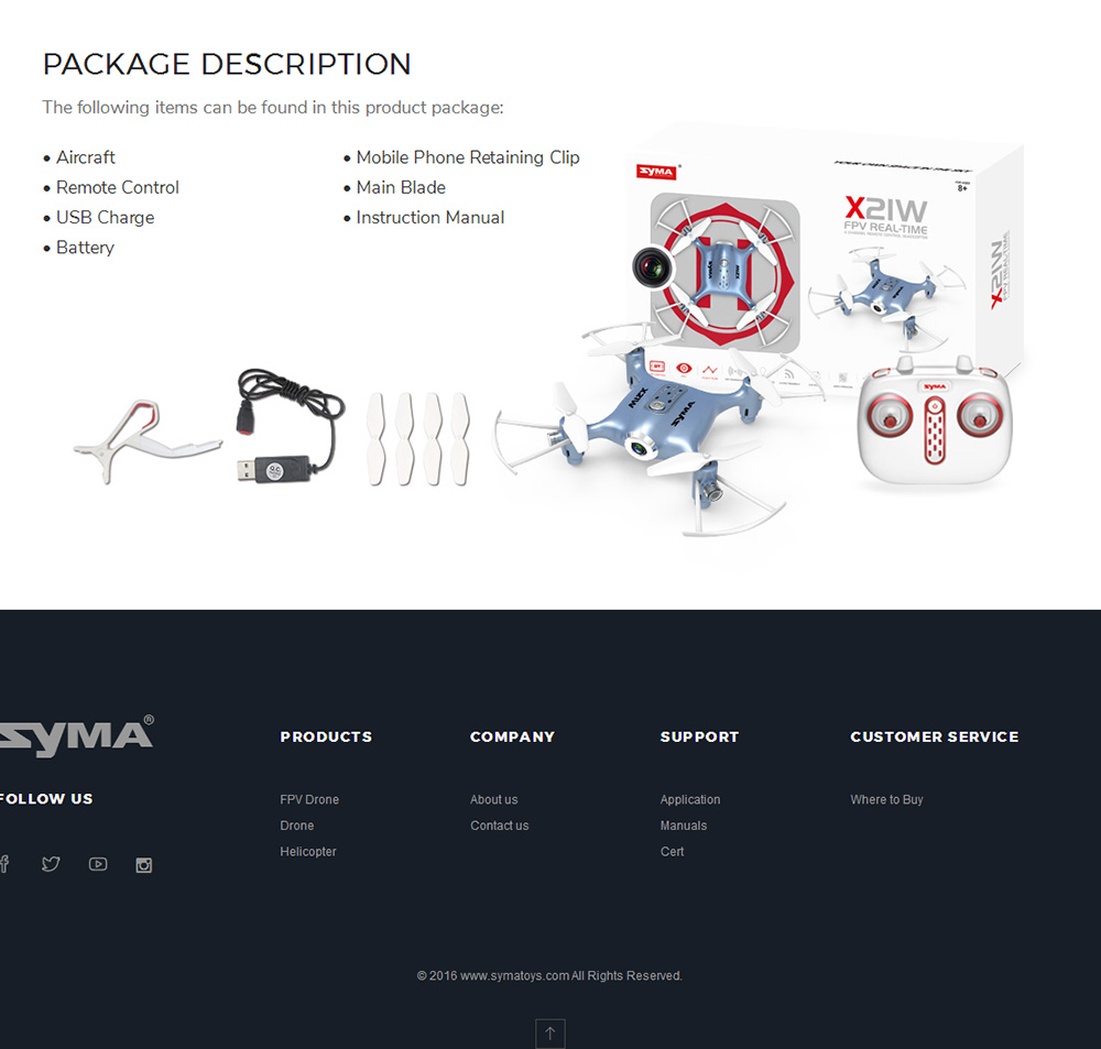 SYMA X21W WIFI FPV with HD Camera Altitude Hold Mode 4CH 6Aixs Gyro RC Quadcopter RTF - Blue