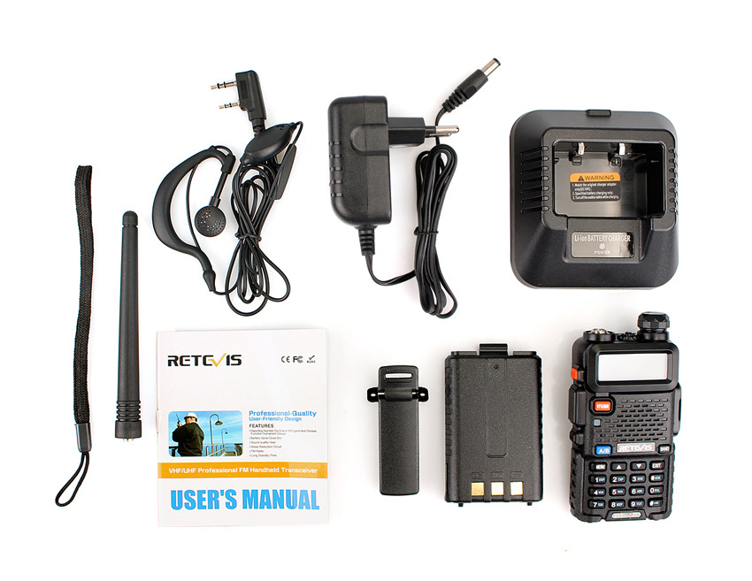 Retevis RT-5R Walkie Talkie Radio VHF UHF Dual Band 5W 128CH Handheld Portable Transceiver -Black