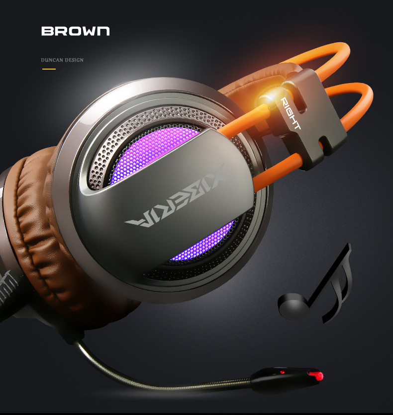 XIBERIA V10U PC Gaming Headset Surround Sound Over-Ear Headphones with Mic Volume Control - Gray